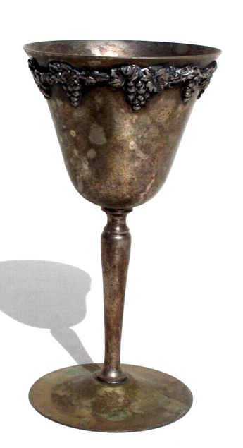 Vintage EPNS Silver Plated Goblet White Red Wine Drinking Cup W/ Grapes