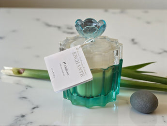 New Glass Flower BOHO Bamboo Candle With Essential Oils Room Decor