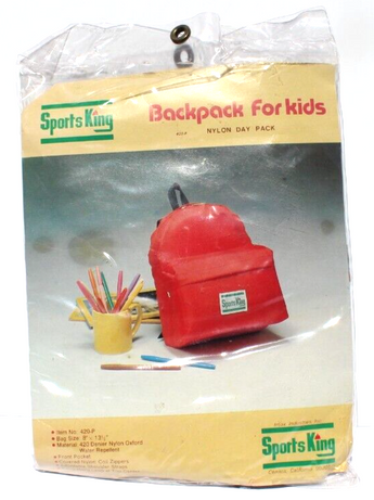 Vintage Sealed Brown Sports King Nylon Day Backpack For Kid NOS