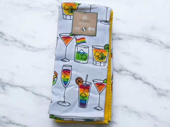 New Yellow Set 3 Cocktails Drinks Rainbow Gay Pride Soft Kitchen Towels Set