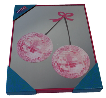 New Framed Pink Disco Ball Cherries Retro Girly Bow Mirror Wall Art Wall Decor