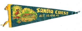 Vintage Large Sandia Crest Mexico Felt Flag Banner Souvenir Pennant Flag