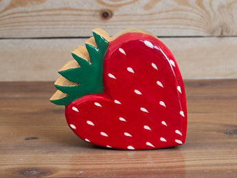 New Red / Green Strawberry Wooden Folk Art Wall Decor Fruit Home Decor