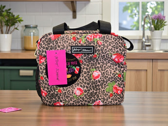 New Travel Betsey Johnson Insulated Lunch Tote Bag Leopard With Roses