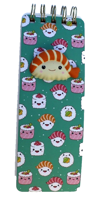 New Green Long Lined Ocs Designs Spiral Notebook W/ Squishy Sushi Gift Birthday