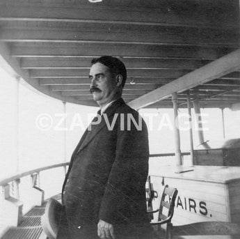 Vtg 1915 Man Riding On S.S. Madison To Old Dominion Photo Image #1739