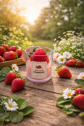 New Pink Red Farm Fresh Strawberry Scented Kitchen Candle Room Decor