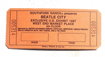 Vintage 1987 The Beatles Beatle City Exclusive US Exhibit Entry Ticket
