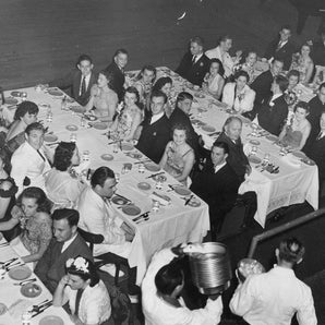Vintage B&W 1920's - 1930's BETA PHI Frat Photo (College Formal Sit Down Dinner)