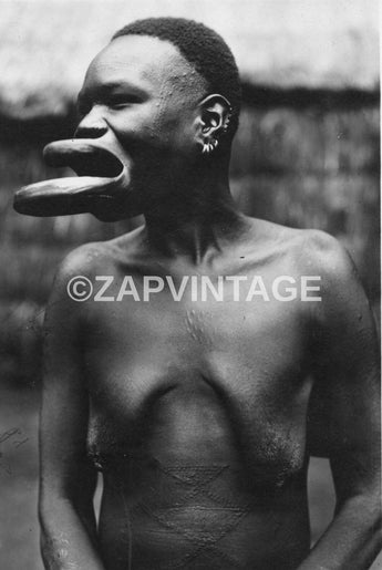Vtg 1900s African American Tribe Lip Plate Lip Stretching Lips Ubangi Photo #987