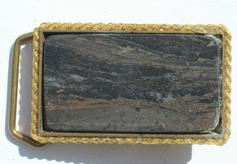 Vtg Hand Made South Western Belt Buckle (Agate Stone Geode Gemstone) Metallic