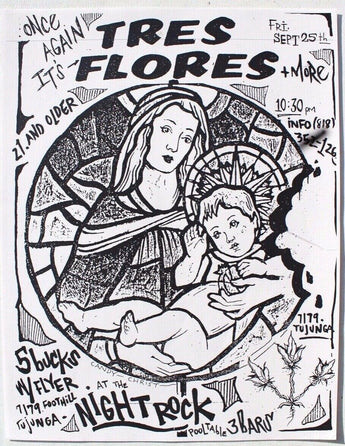 Vtg Sept 25th Tres Flores At Night Rock Tujunga CA Rock Concert Flyer