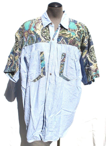 Vtg Men’s Sergio Brand Retro Cowboy Western Button Down Collar Shirt Lrg