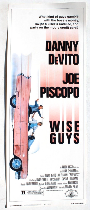 Vintage 1986 Danny Devito / Brain Depalma WISE GUYS Movie Lithograph Poster