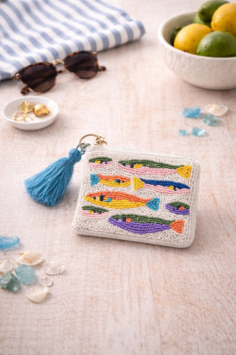 New Beaded Coin Purse Fish Sardine India Coin Purse Key Case