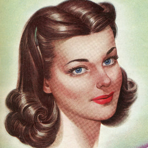 VINTAGE 1940's Girl Pin Up Hair Ad Color Photo Picture 8"X8" #135