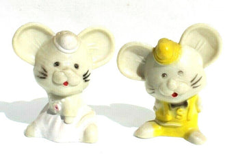 Vintage Plastic Mice Mouse Salt and Pepper Shaker Set Dinnerware Hong Kong