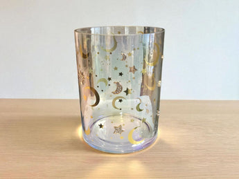 New Large Opal Gold Glass Celestial Crescent Moon & Stars Astrology Ice Bucket