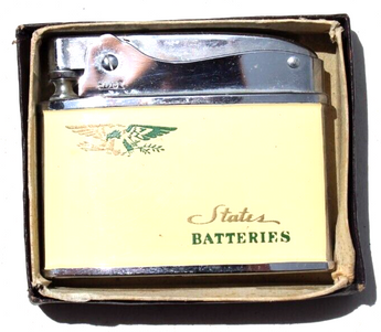 Vtg RUBY States Batteries Push Top Ad Automatic Super Deluxe Cigarette Lighter