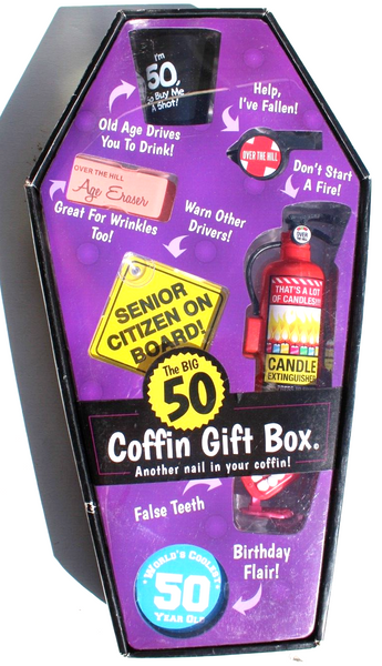 New BigMouth Inc Coffin Gift Box Set (Over The Hill) Funny Gag Gift Toys 50TH
