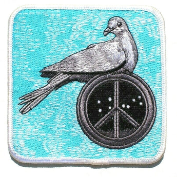 Pigeon Sitting On Peace Sign Emblem Embroidered Iron On Patch - NOS