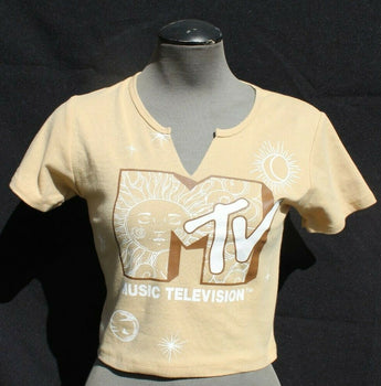 New Women's Brown Trendy MTV Music Television Crop Top Emo Girl Indie Core