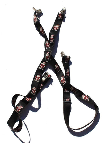Vtg 1990's Mens Christmas Santa Claus Head Clip-on Suspenders Elastic Y-Shape