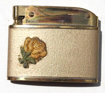Vtg Gold MASCOT Push Top Advertising Automatic Cigarette Lighter