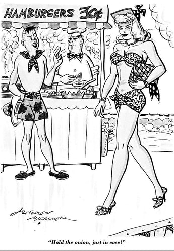 Funny / Humor "Hold The Onions Just In Case" Hamburger Stand (Sexy Girl) Photo