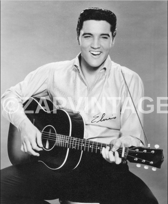 Vtg B&W Portrait of ELVIS PRESLEY Autographed Signature Head Shot Photo #595