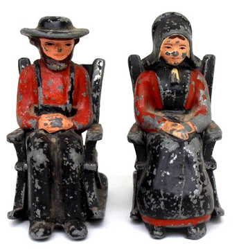 Cast Iron Amish Salt & Pepper Husband & Wife on S & P Rocking Chair Shakers