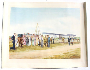 Vtg John T McCoy PENCIL SIGNED PRINT Art Poster - Wright Bothers At Fort Myer