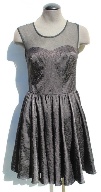 GUESS Los Angeles Black leopard women's dress sleeveless black sheer size 4