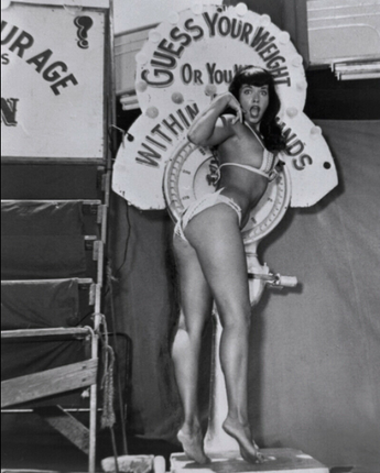 Vtg 1950s Betty Page Pin Dancing Risque Sexy Model Bunny Yeager Photo #2546