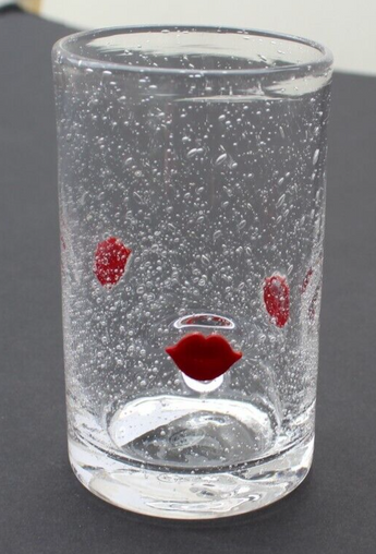 New Red Bubble Glass Girly Red Lips Kissses Love Tall Tumbler Beverage Glass Cup