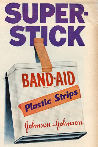 Vintage 1950s Super Stick Band-Aid Plastic Strips Advertisement Ad Photo #2852