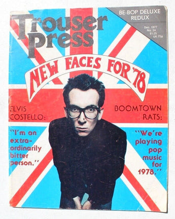 VTG Trouser Press Magazine #24 December 1977 Elvis Costello The Boomtown Rats