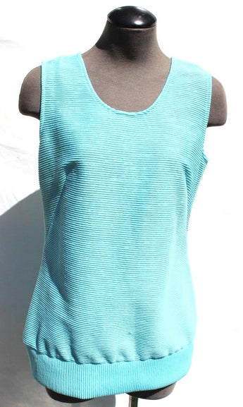 Vtg Women's 1960's Blue Mid Century Mod Retro Disco Zip Back Tank Top