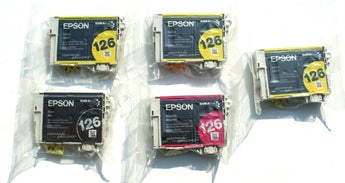 Sealed Lot Of 5 Epson 126 Lot Black / Magenta / Yellow Ink Cartridges New