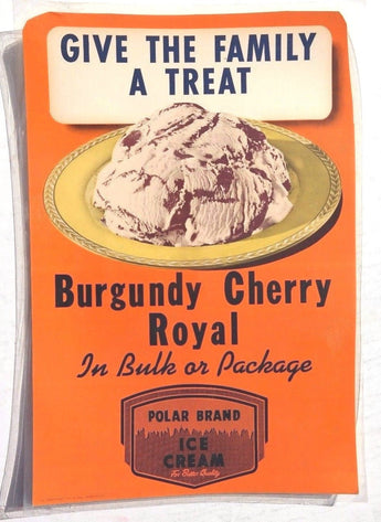 Vtg Burgundy Cherry Royal Polar Ice Cream Advertising Sign / Poster / Lithograph