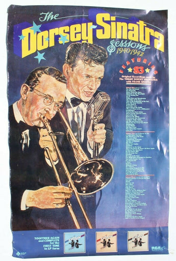 Vtg DORSEY & FRANK SINATRA Sessions 1940 - 1942 Together Again In Store Poster