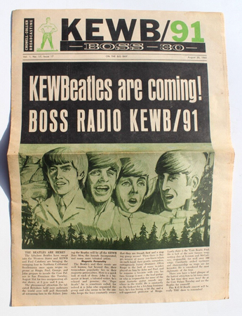 Vtg 1965 BEATLES KEWB Radio Station NEWSPAPER San Francisco Hollywood Vol 1