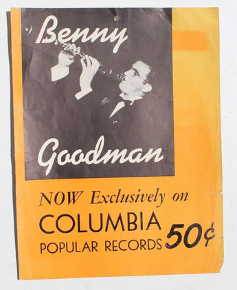 Vtg Benny Goodman Now Exclusively On Columbia Popular Records Paper Sheet