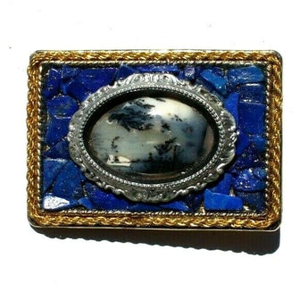 Vtg Western Cowboy Belt Buckle Jewelry (Agate Stone Geode Gemstone Crystal) #81