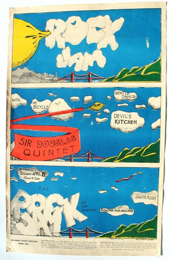 RARE Vtg 1969 Rock Jam Sir Douglas Quintet April 19th Bob Laughton Poster Flyer
