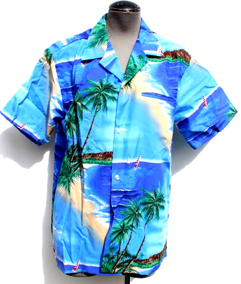 Vtg Shoreline Hawaiian Aloha Surf Beach Collar Button Down Polyester Shirt M