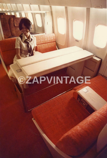 Vtg 1970s Airline Airplane Advertising Seating Inside DC-9 Aircraft Photo #2033
