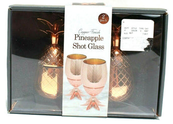 SEALED 2 Copper Finish Pineapple Shot Glasses Tropical Tiki Party Barware