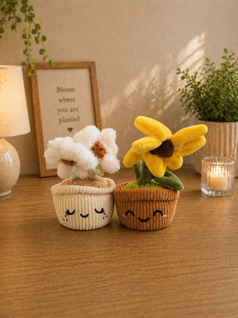 New Linzy Toys Plant Pals Buddies Potted Plush Stuffed Toy Yellow Flower Decor