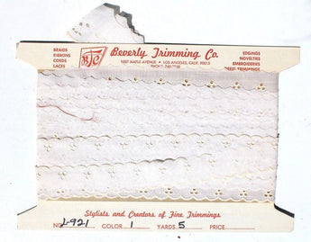 Vtg 1960's Retro Mod Funky White Trim Fabric Trimming Bindings Sewing Material
